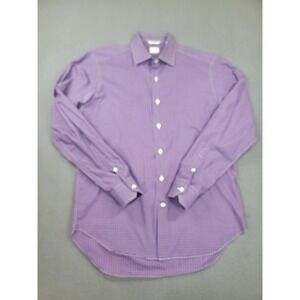 Culturata Shirt Mens 16.5 L Blue Red Check Spread Collar Tailored Fit Made Italy